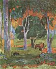 Paul Gauguin Canvas Paintings - Landscape on La Dominique